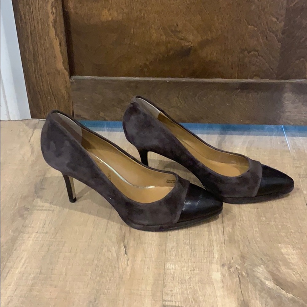 Brown suede heels